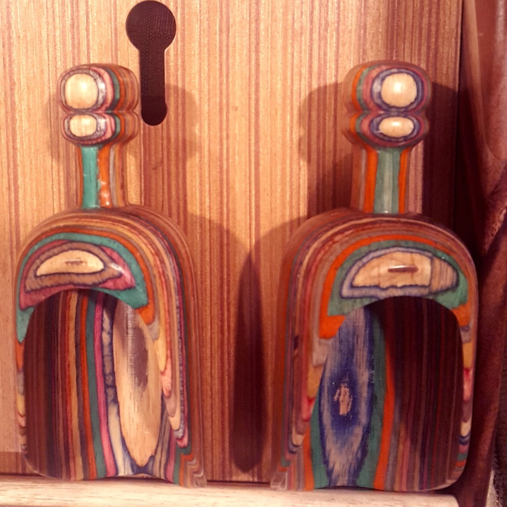 Pair of Wood Rainbow Mini Scoops